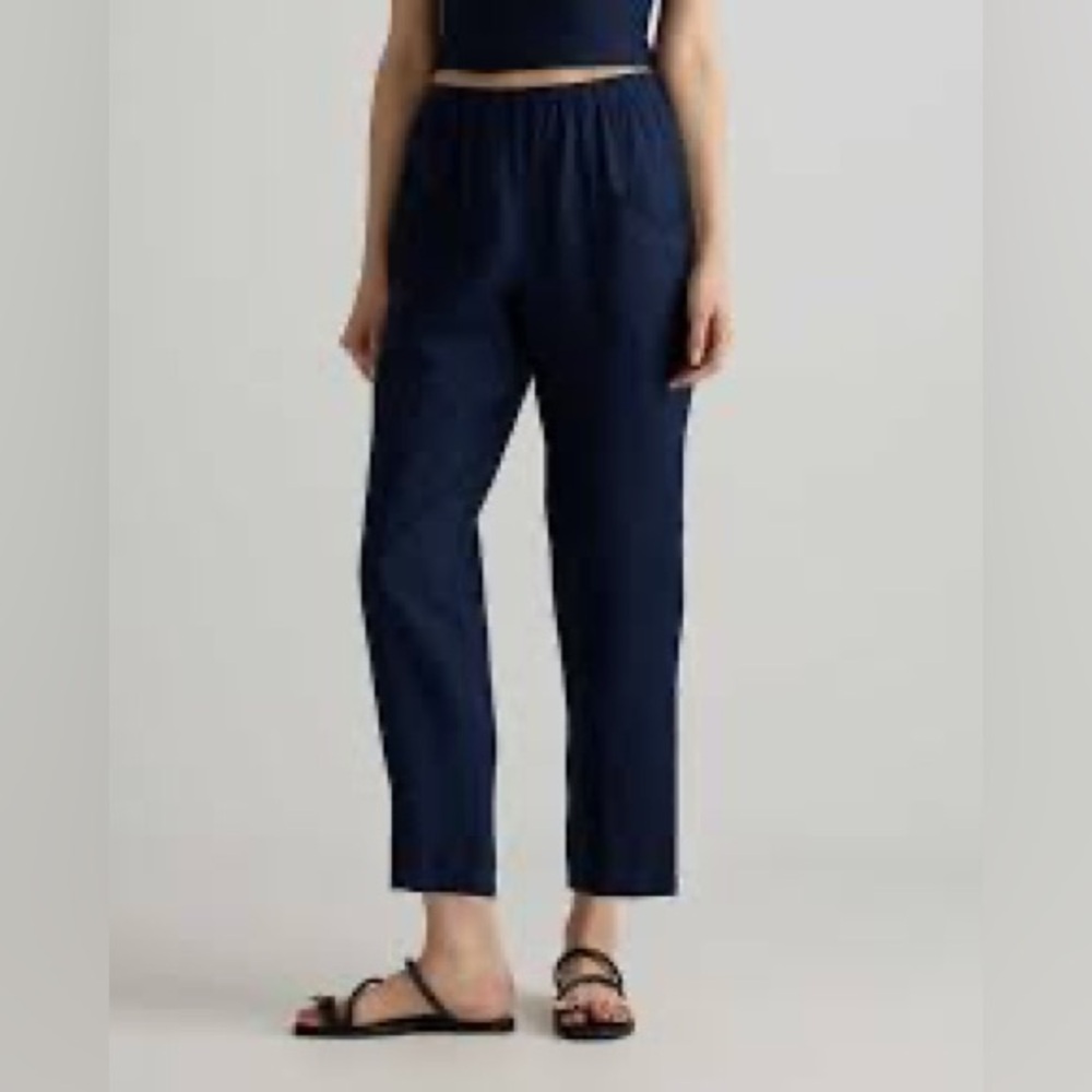 Quince Navy 100% Italian Linen pull on Relaxed Fit pants size XL Casual